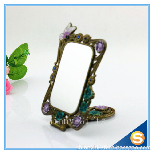 New style Vintage folding carry-on makeup mirror handle vanity mirror princess small mirror